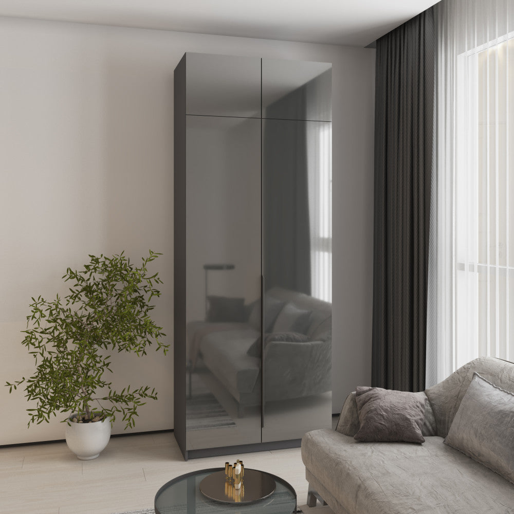 Шафа 2-дверна з антресоллю Оскар Gloss BL-B