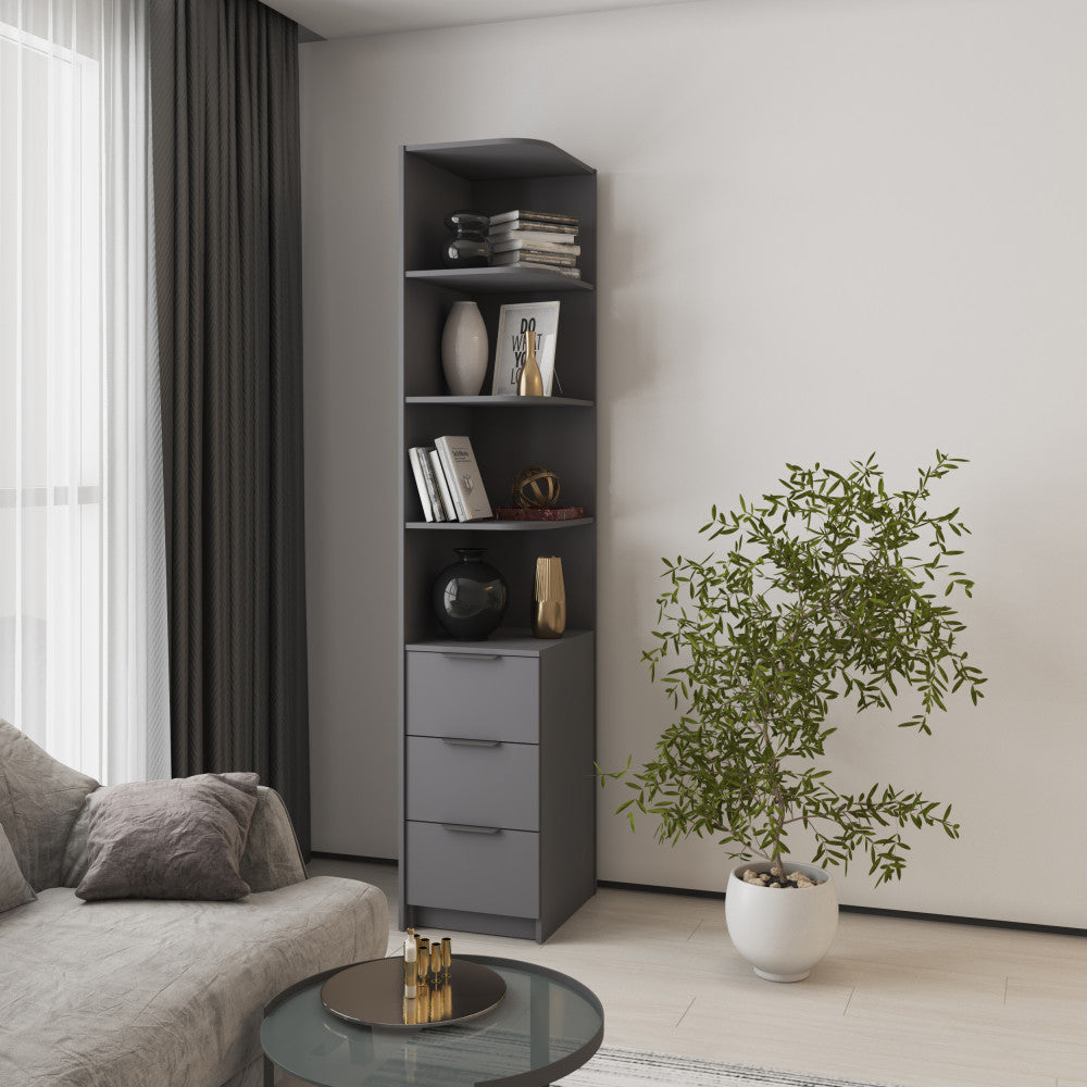 Пенал кутовий відкритий R3 з ящиками Оскар ДСП 42x52x220 см