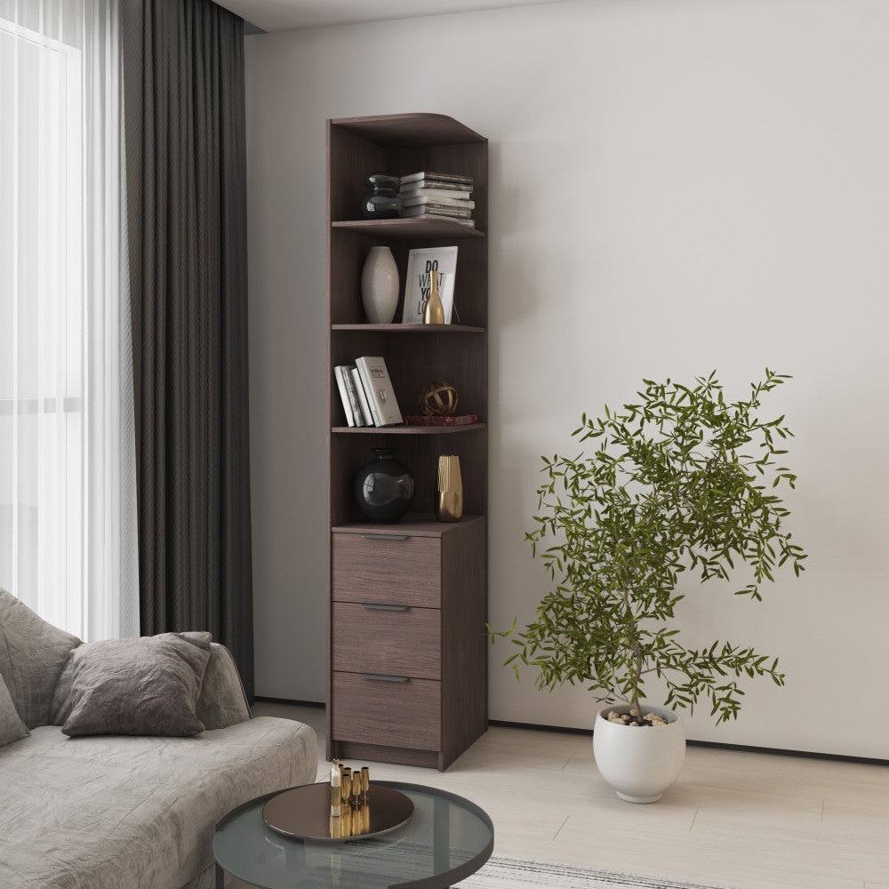 Пенал кутовий відкритий R3 з ящиками Оскар ДСП 42x52x220 см