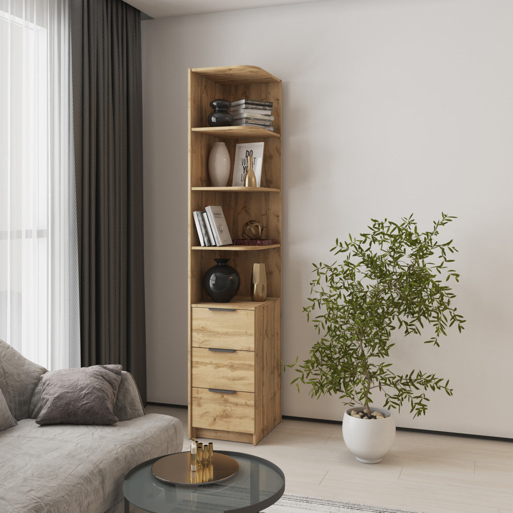 Пенал кутовий відкритий R3 з ящиками Оскар ДСП 42x52x220 см